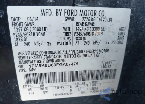 2015 Ford Explorer Xlt from USA, damaged, VIN 1FM5K8D80FGA07475